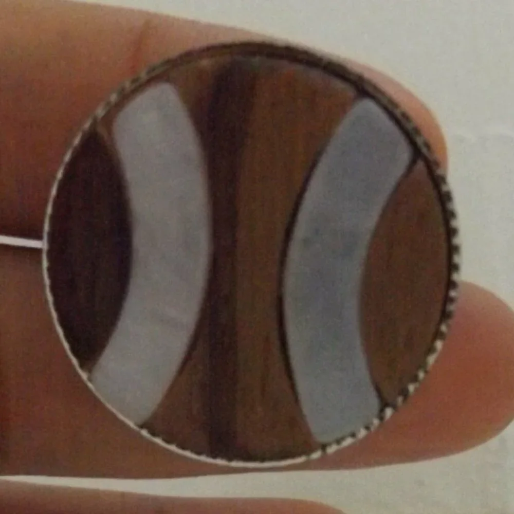 Vintage Brown White Wood with Resin Statement Basketball Cufflinks